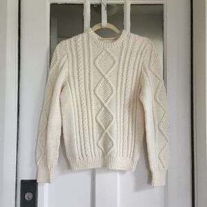Knit Cream Diamond Stitch Crewneck Sweater